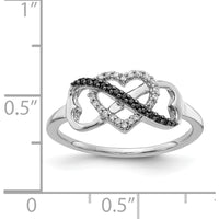 14K White Gold Black and White Diamond Infinity Heart Ring - 0.033 Carat Total Diamond Weight by 0
