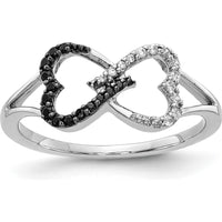 14K White Gold Black and White Diamond Infinity Heart Ring with Pave Setting - 0.035 Carat Total Diamond Weight by 0