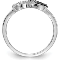 14K White Gold Black and White Diamond Infinity Heart Ring with Pave Setting - 0.035 Carat Total Diamond Weight by 0