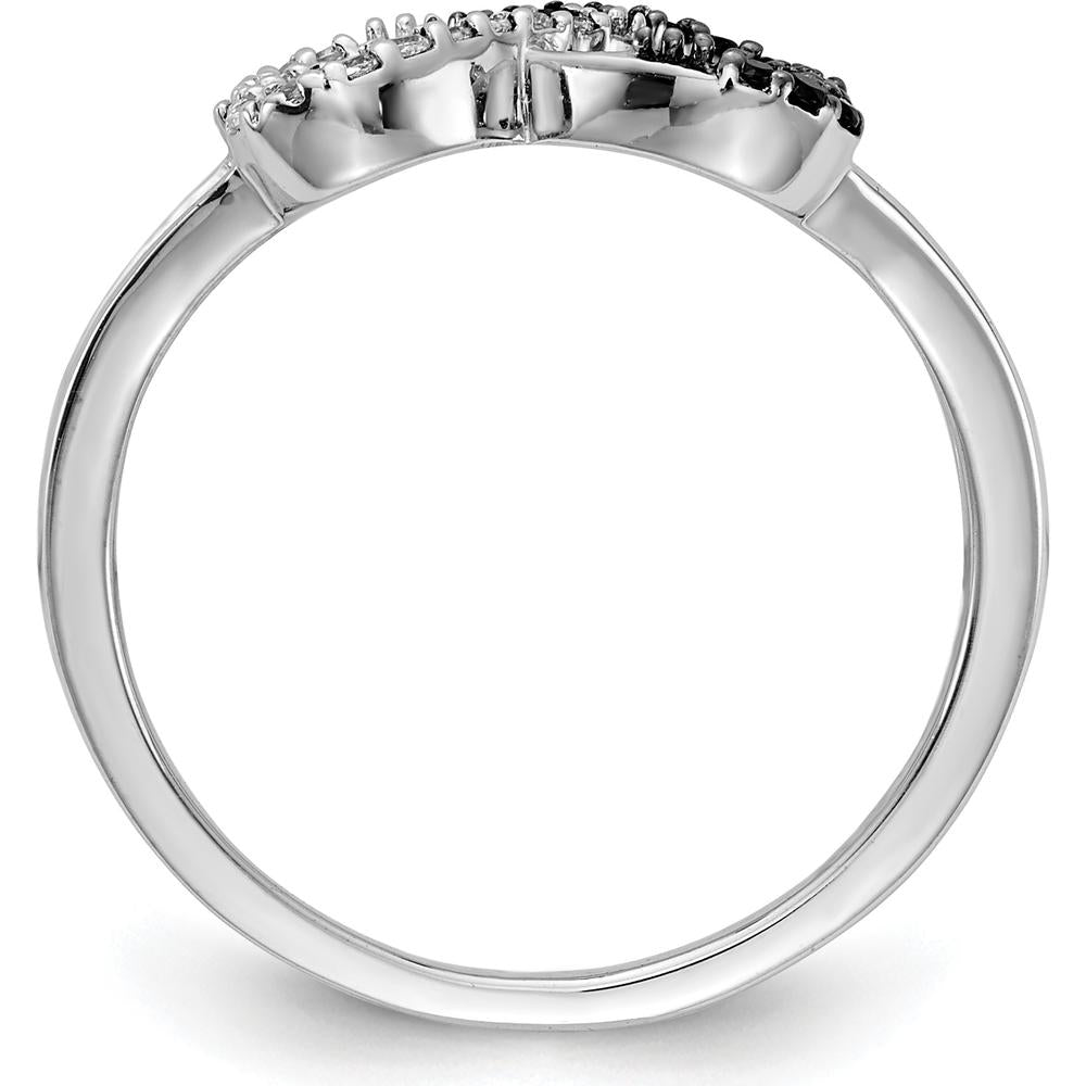 14K White Gold Black and White Diamond Infinity Heart Ring with Pave Setting - 0.035 Carat Total Diamond Weight by 0