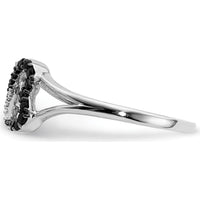 14K White Gold Black and White Diamond Infinity Heart Ring with Pave Setting - 0.035 Carat Total Diamond Weight by 0
