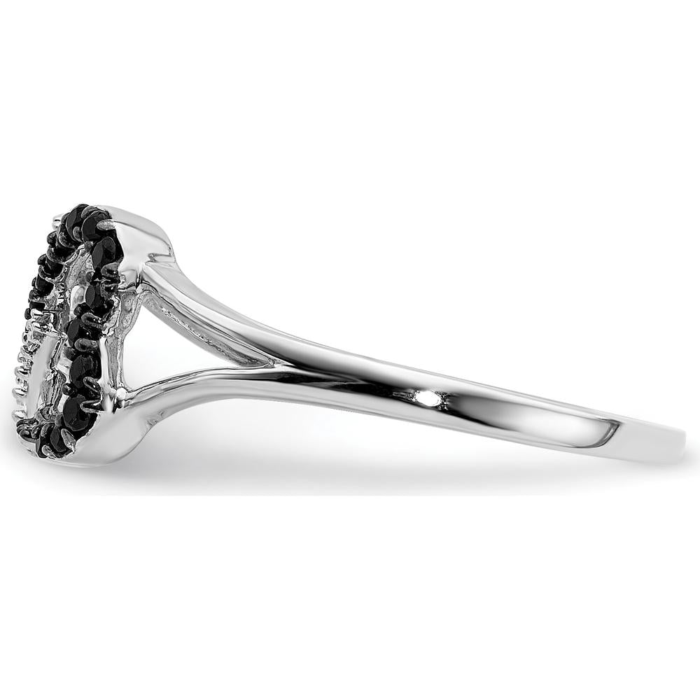 14K White Gold Black and White Diamond Infinity Heart Ring with Pave Setting - 0.035 Carat Total Diamond Weight by 0