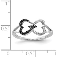 14K White Gold Black and White Diamond Infinity Heart Ring with Pave Setting - 0.035 Carat Total Diamond Weight by 0