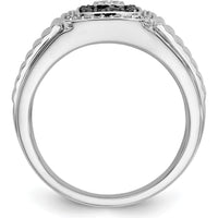 14K White Gold Black and White Diamond Men's Ring with Round Diamonds - 0.02 Carat Total Diamond Weight by 0