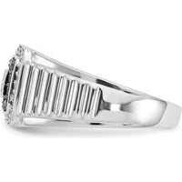 14K White Gold Black and White Diamond Men's Ring with Round Diamonds - 0.02 Carat Total Diamond Weight by 0