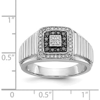 14K White Gold Black and White Diamond Men's Ring with Round Diamonds - 0.02 Carat Total Diamond Weight by 0