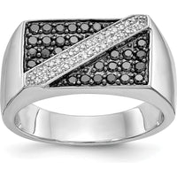 14K White Gold Black and White Diamond Men's Ring with Round Diamonds - 0.53 Carat Total Diamond Weight by 0