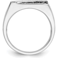 14K White Gold Black and White Diamond Men's Ring with Round Diamonds - 0.53 Carat Total Diamond Weight by 0