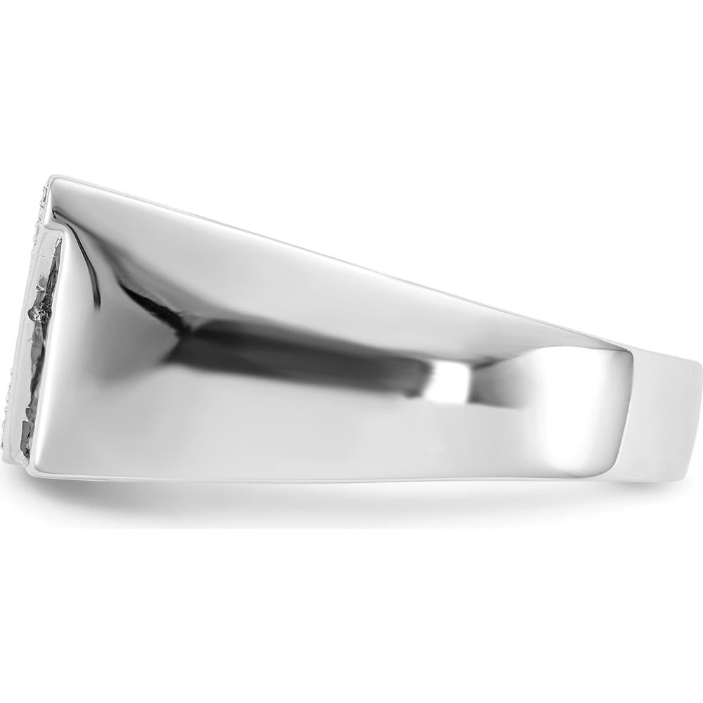 14K White Gold Black and White Diamond Men's Ring with Round Diamonds - 0.53 Carat Total Diamond Weight by 0