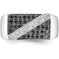 14K White Gold Black and White Diamond Men's Ring with Round Diamonds - 0.53 Carat Total Diamond Weight by 0