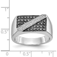 14K White Gold Black and White Diamond Men's Ring with Round Diamonds - 0.53 Carat Total Diamond Weight by 0