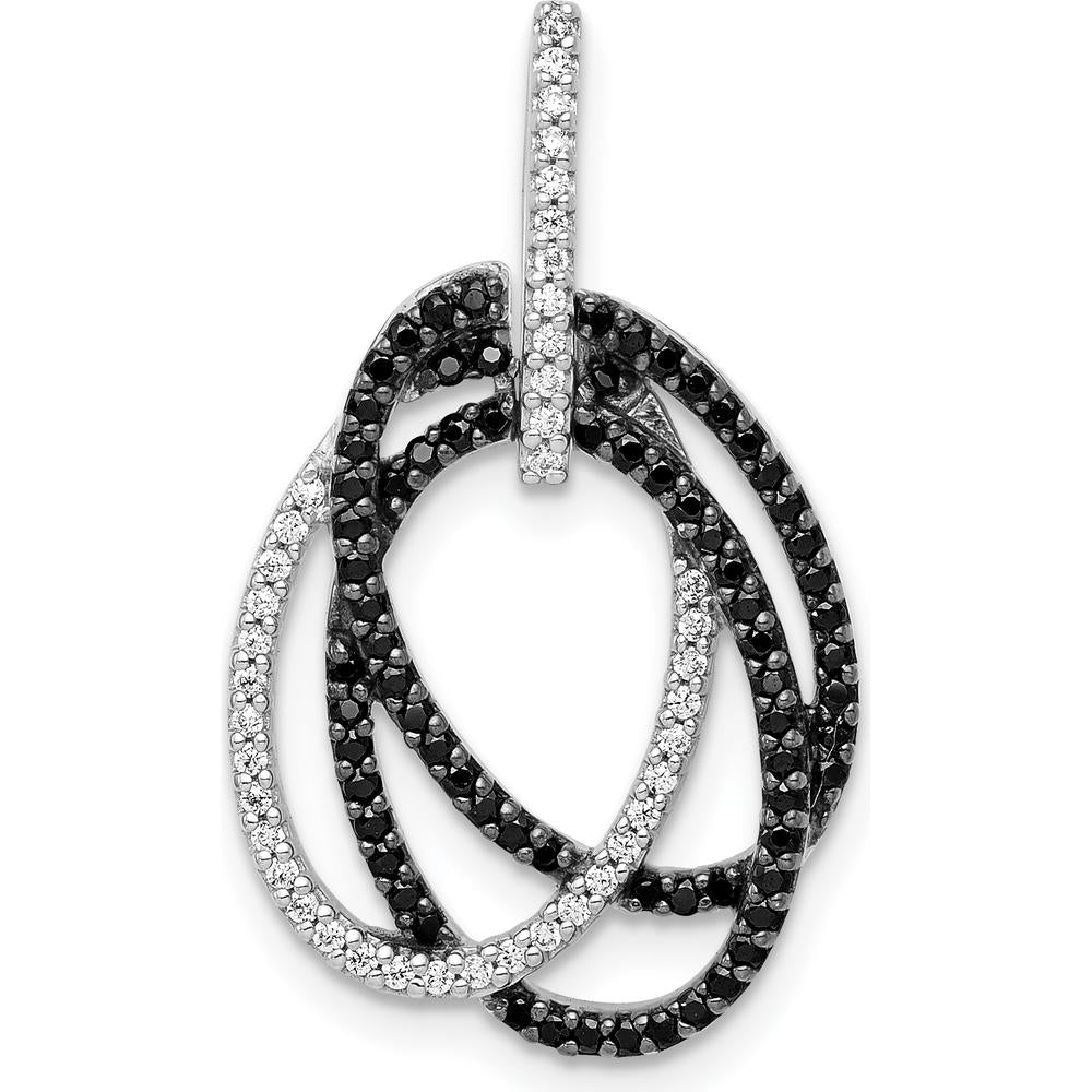 14K White Gold Black and White Diamond Oval Pendant - 0.14 Carat Total Diamond Weight by Monteluci Fine Jewelry
