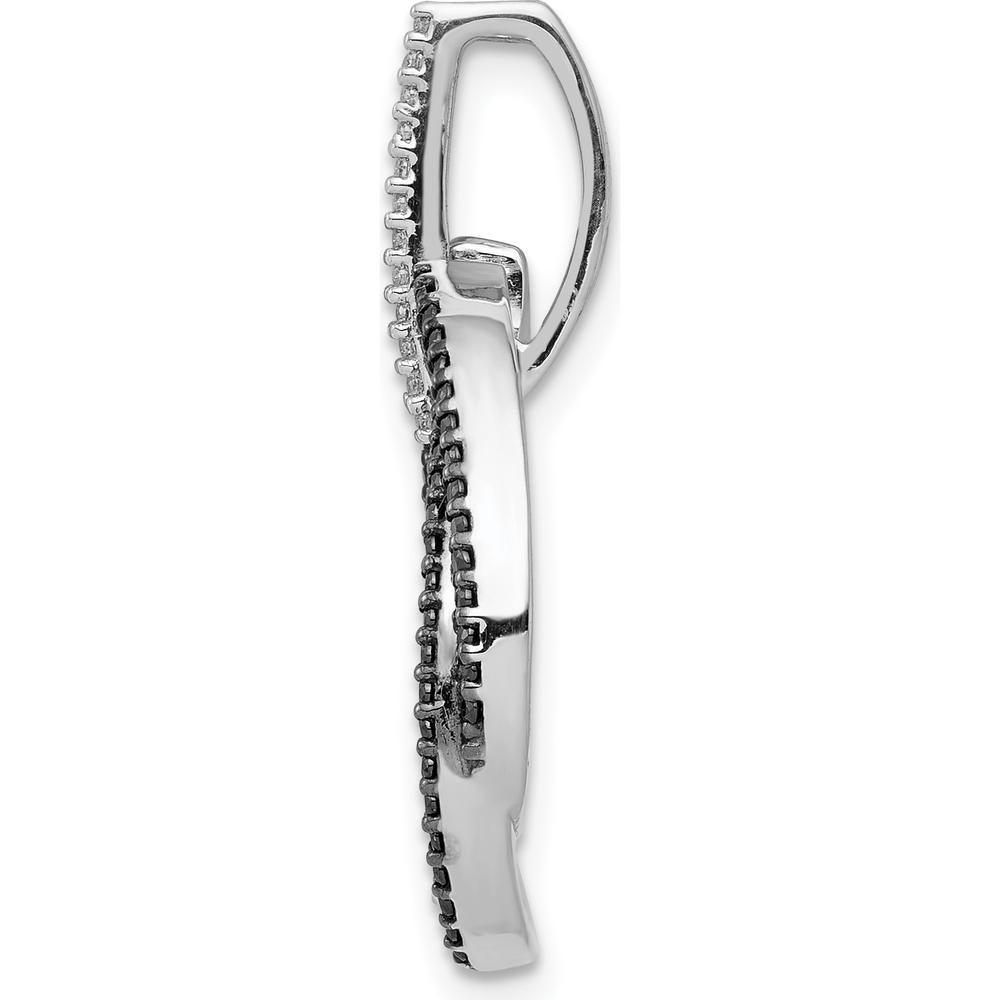 14K White Gold Black and White Diamond Oval Pendant - 0.14 Carat Total Diamond Weight by Monteluci Fine Jewelry