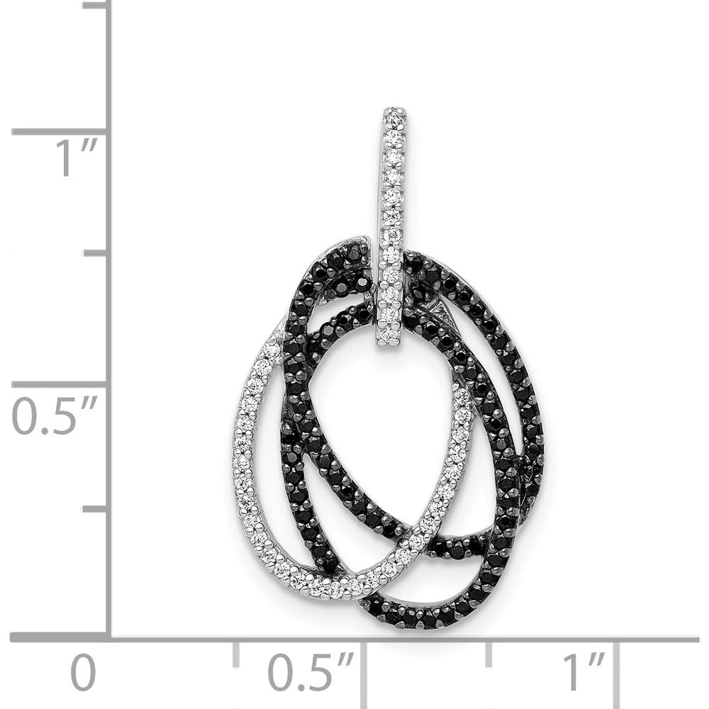 14K White Gold Black and White Diamond Oval Pendant - 0.14 Carat Total Diamond Weight by Monteluci Fine Jewelry
