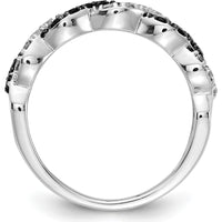 14K White Gold Black and White Diamond Twist Ring with Pave Setting - 0.035 Carat Total Diamond Weight by 0