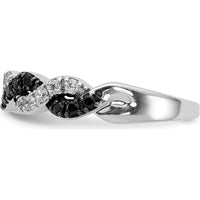 14K White Gold Black and White Diamond Twist Ring with Pave Setting - 0.035 Carat Total Diamond Weight by 0