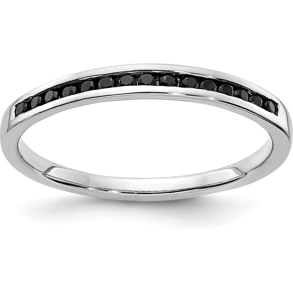 14K White Gold Black Diamond Channel Band - 0.01 Carat Total Diamond Weight by 0