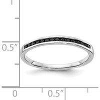 14K White Gold Black Diamond Channel Band - 0.01 Carat Total Diamond Weight by 0
