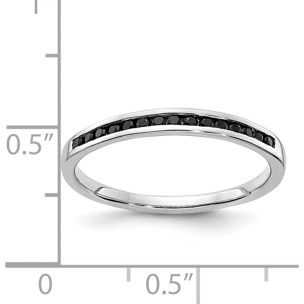 14K White Gold Black Diamond Channel Band - 0.01 Carat Total Diamond Weight by 0