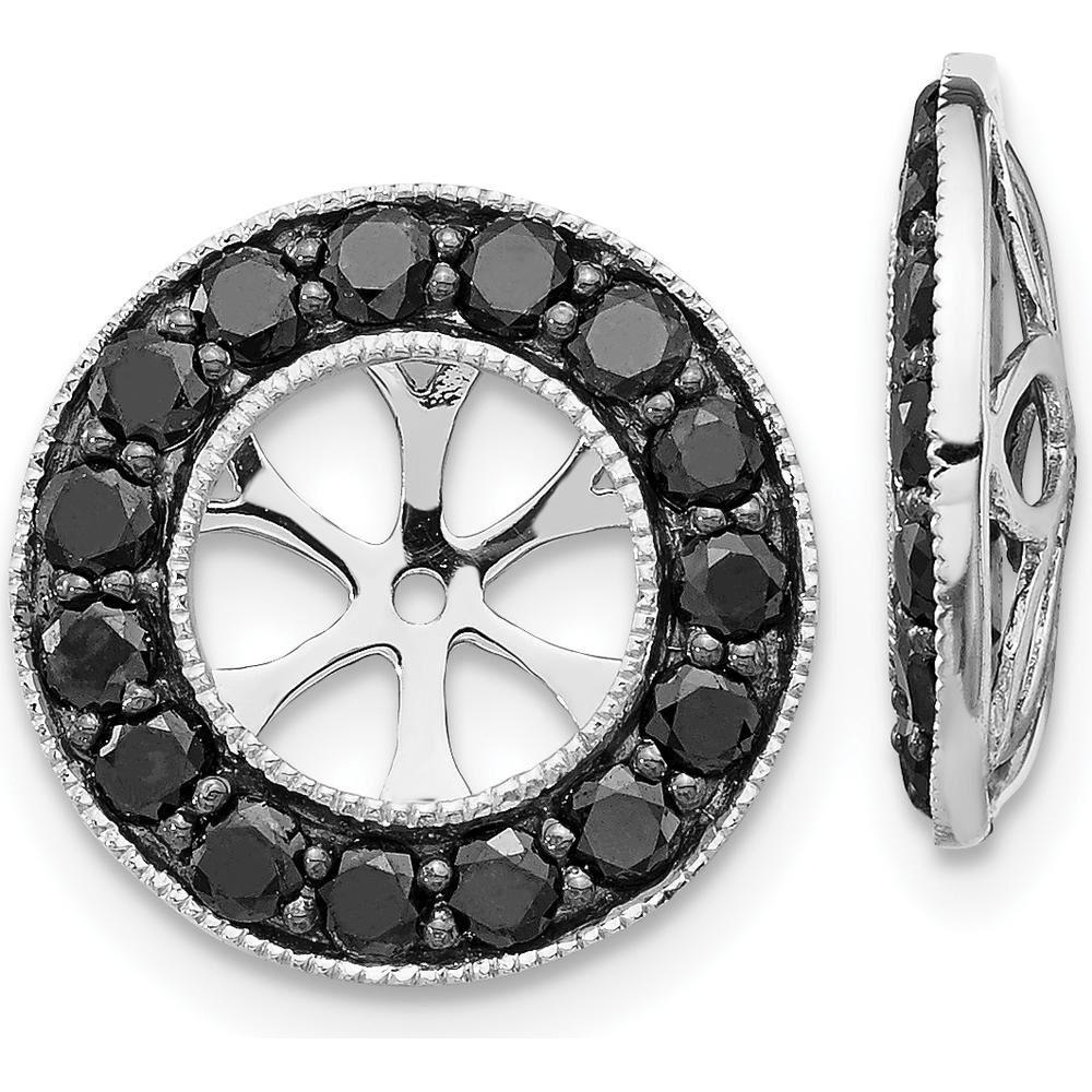 14K White Gold Black Diamond Cluster Earring Jackets - 1 Carats Total Diamond Weight by Monteluci Fine Jewelry