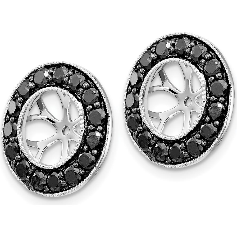 14K White Gold Black Diamond Cluster Earring Jackets - 1 Carats Total Diamond Weight by Monteluci Fine Jewelry