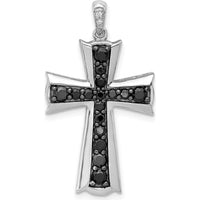 14K White Gold Black Diamond Cross Pendant - 0.50 Carat Total Diamond Weight by Monteluci Fine Jewelry