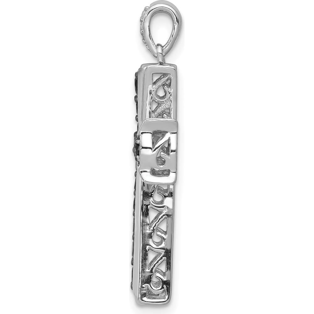 14K White Gold Black Diamond Cross Pendant - 0.50 Carat Total Diamond Weight by Monteluci Fine Jewelry