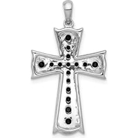 14K White Gold Black Diamond Cross Pendant - 0.50 Carat Total Diamond Weight by Monteluci Fine Jewelry