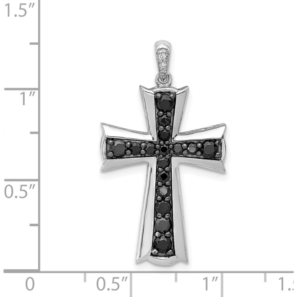 14K White Gold Black Diamond Cross Pendant - 0.50 Carat Total Diamond Weight by Monteluci Fine Jewelry