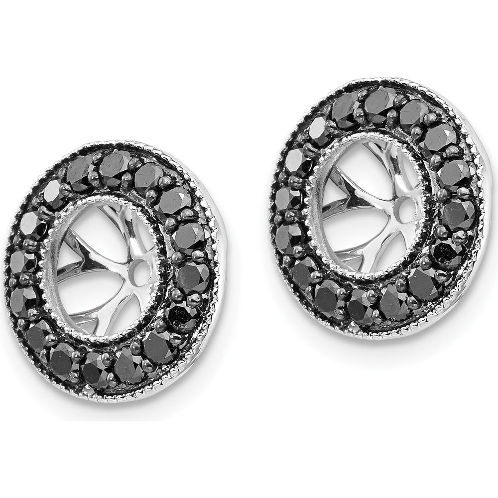 14K White Gold Black Diamond Earring Jackets - 0.02 Carats Total Diamond Weight by Monteluci Fine Jewelry