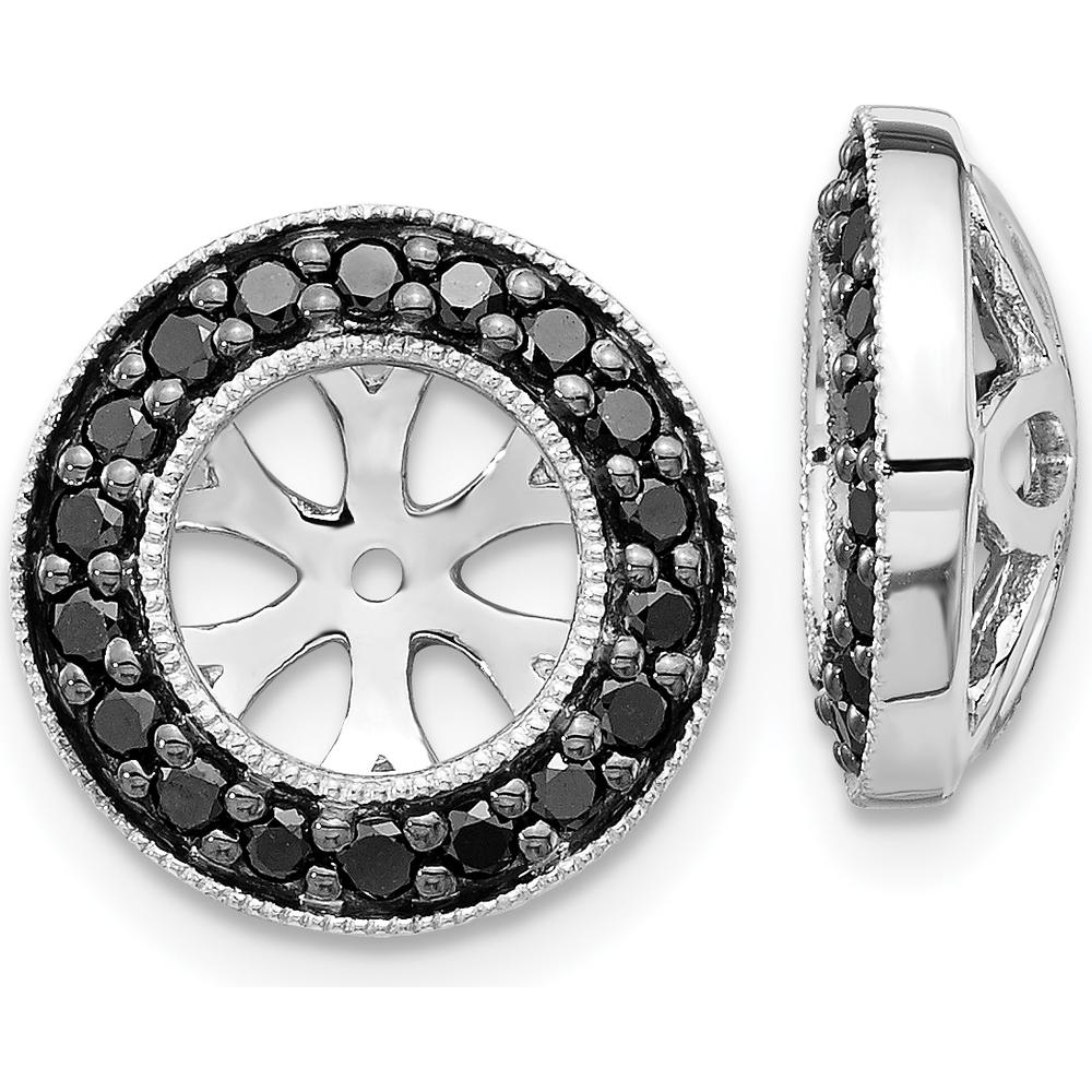 14K White Gold Black Diamond Earring Jackets with 36 Round-Cut Black Diamonds - 0.01 Carats Total Carat Weight by Monteluci Fine Jewelry