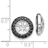 14K White Gold Black Diamond Earring Jackets with 36 Round-Cut Black Diamonds - 0.01 Carats Total Carat Weight by Monteluci Fine Jewelry