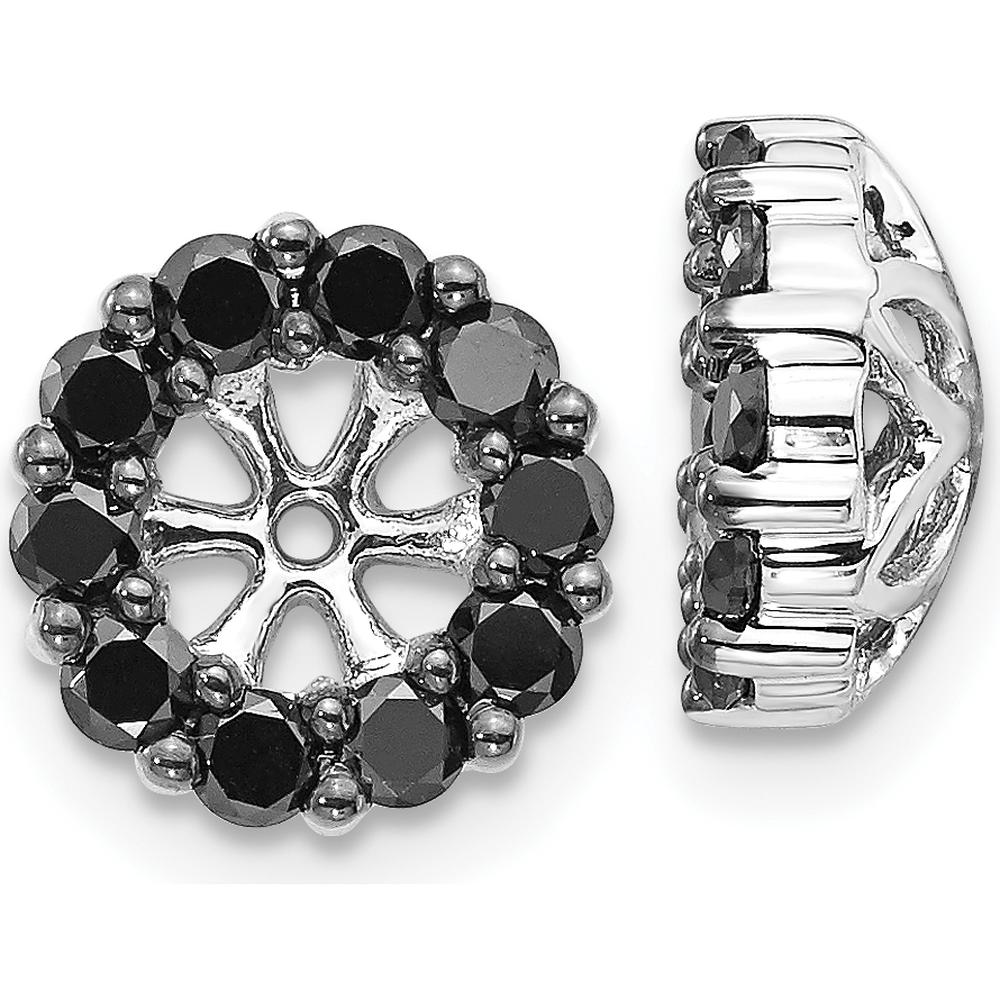 14K White Gold Black Diamond Earring Jackets with Cluster Design - 0.0303 Carats Total Diamond Weight by Monteluci Fine Jewelry