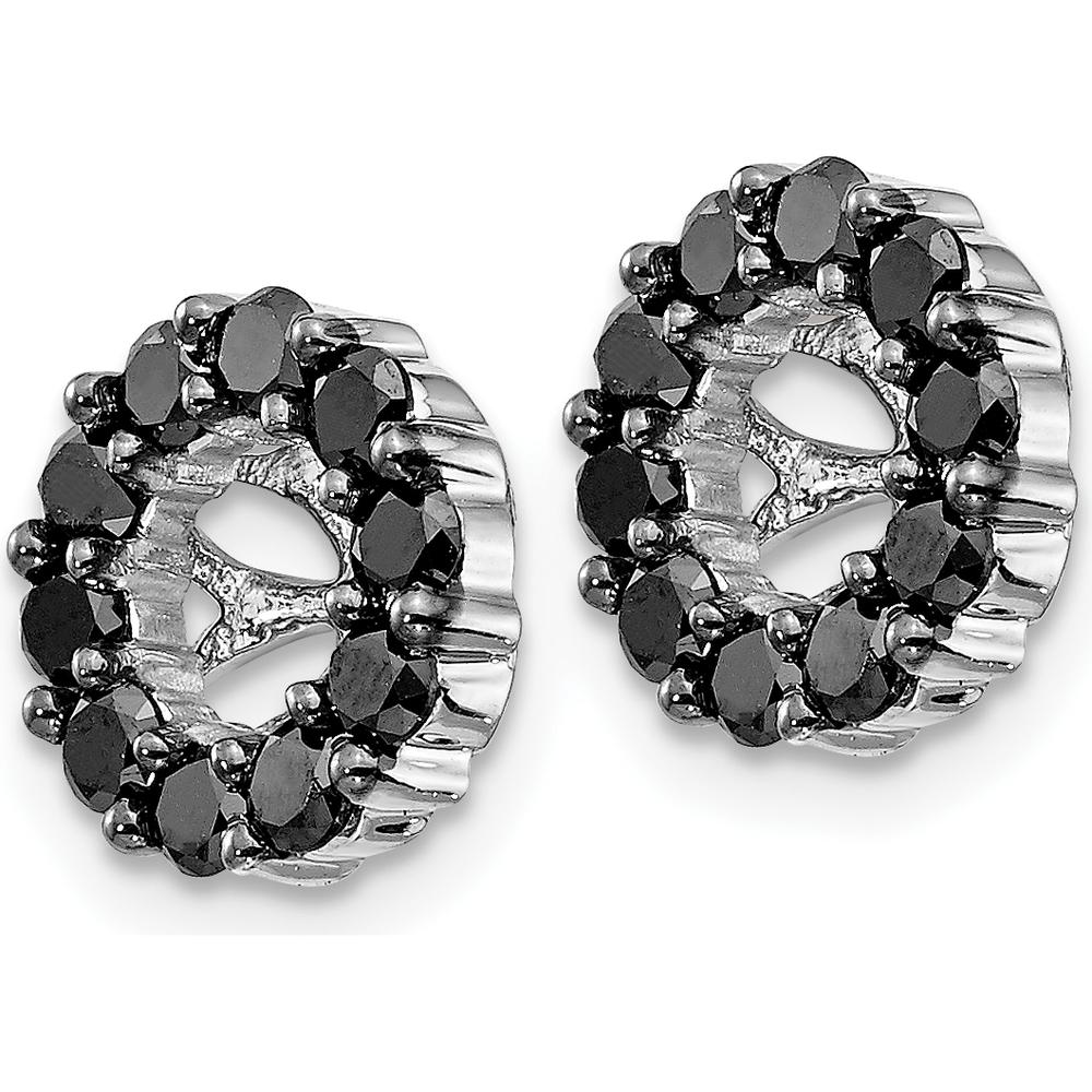 14K White Gold Black Diamond Earring Jackets with Cluster Design - 0.0303 Carats Total Diamond Weight by Monteluci Fine Jewelry