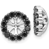 14K White Gold Black Diamond Earring Jackets with Round Cluster Design - 0.03 Carats Total Diamond Weight by Monteluci Fine Jewelry