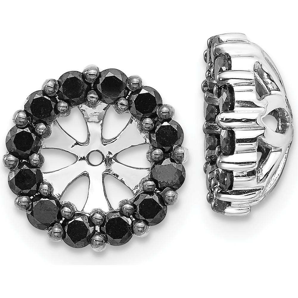 14K White Gold Black Diamond Earring Jackets with Round Cluster Design - 0.03 Carats Total Diamond Weight by Monteluci Fine Jewelry