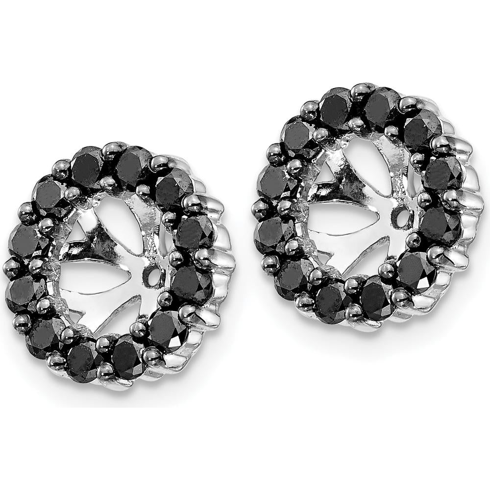 14K White Gold Black Diamond Earring Jackets with Round Cluster Design - 0.03 Carats Total Diamond Weight by Monteluci Fine Jewelry