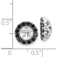 14K White Gold Black Diamond Earring Jackets with Round Cluster Design - 0.03 Carats Total Diamond Weight by Monteluci Fine Jewelry