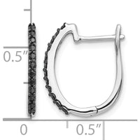 14K White Gold Black Diamond Hinged Hoop Earrings - 0.018 Carat Total Black Diamond Weight by Monteluci Fine Jewelry