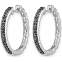 14K White Gold Black Diamond Hinged Hoop Earrings - 0.14 Carat Total Diamond Weight by Monteluci Fine Jewelry