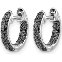 14K White Gold Black Diamond In & Out Hoop Earrings - 0.003 Carat Total Diamond Weight by Monteluci Fine Jewelry
