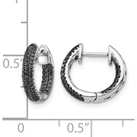 14K White Gold Black Diamond In & Out Hoop Earrings - 0.003 Carat Total Diamond Weight by Monteluci Fine Jewelry