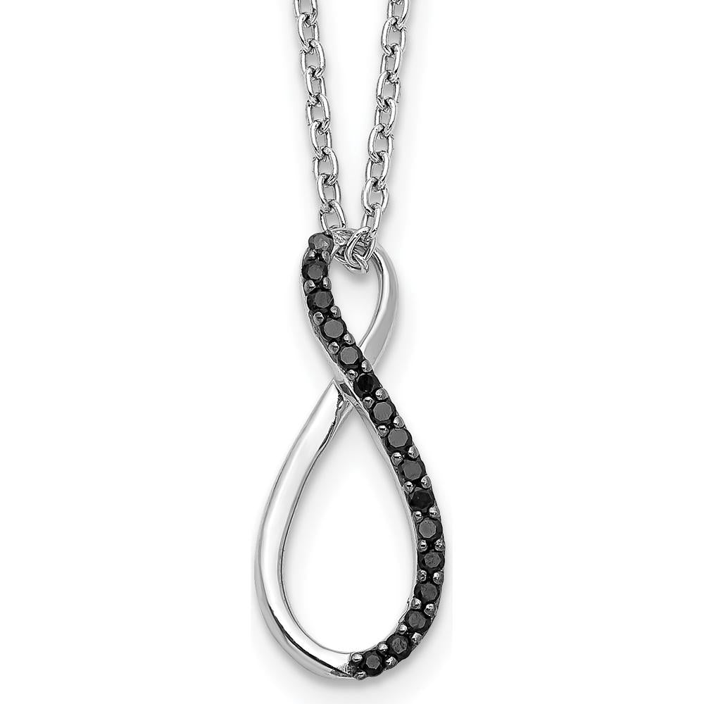 14K White Gold Black Diamond Infinity Pendant Necklace - 0.005 Carat Total Diamond Weight by Monteluci Fine Jewelry