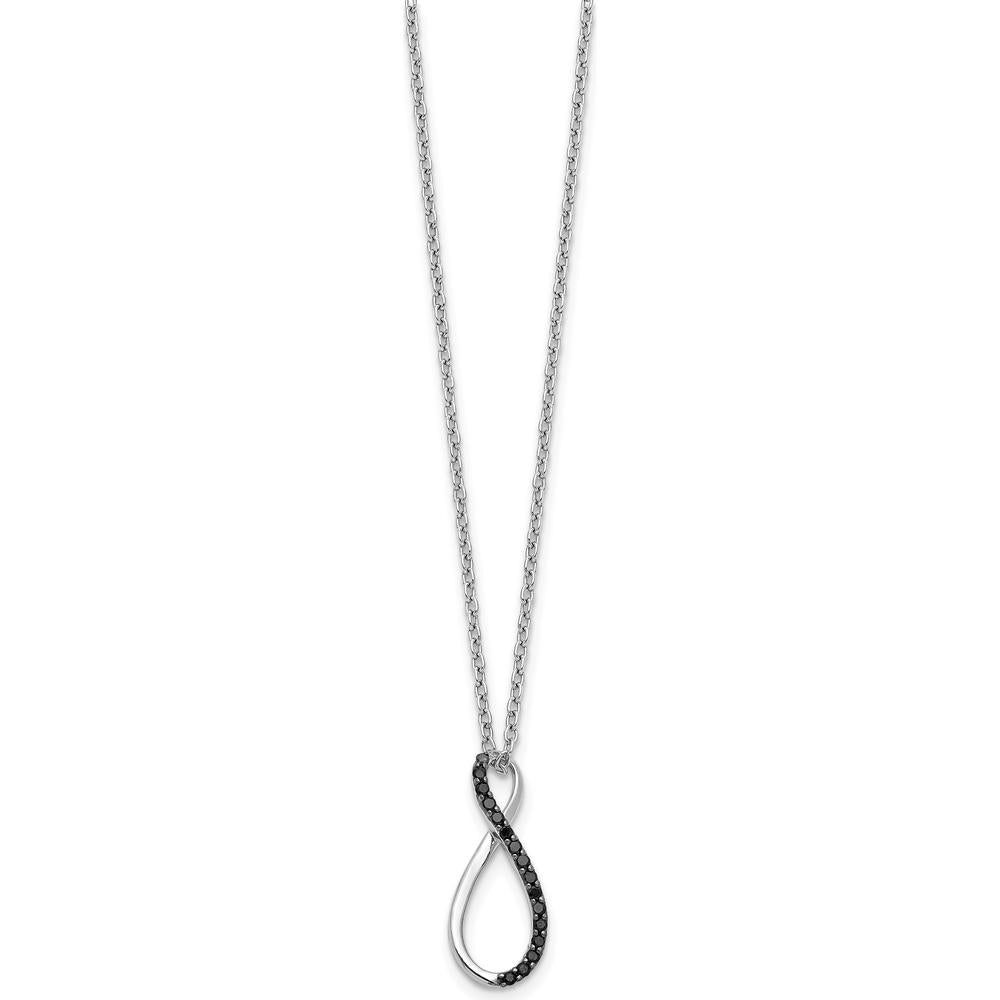 14K White Gold Black Diamond Infinity Pendant Necklace - 0.005 Carat Total Diamond Weight by Monteluci Fine Jewelry