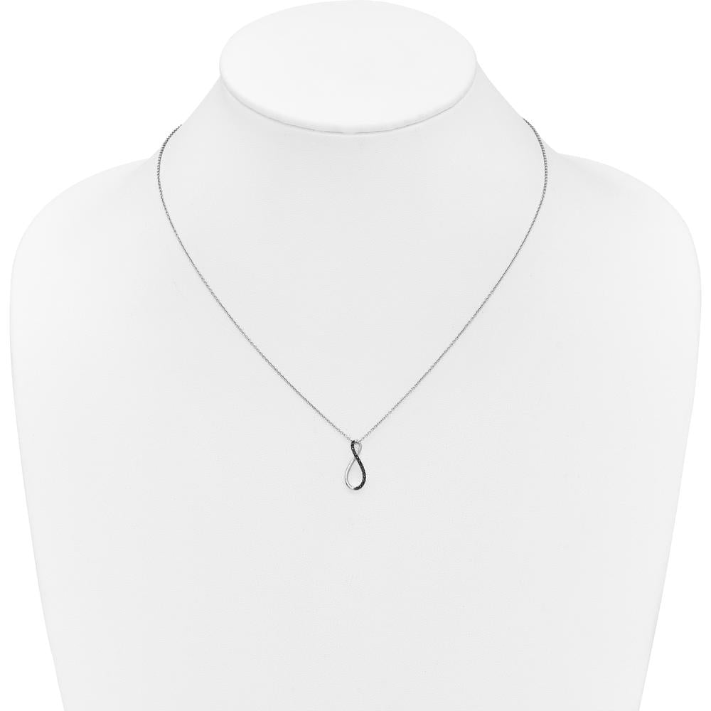 14K White Gold Black Diamond Infinity Pendant Necklace - 0.005 Carat Total Diamond Weight by Monteluci Fine Jewelry