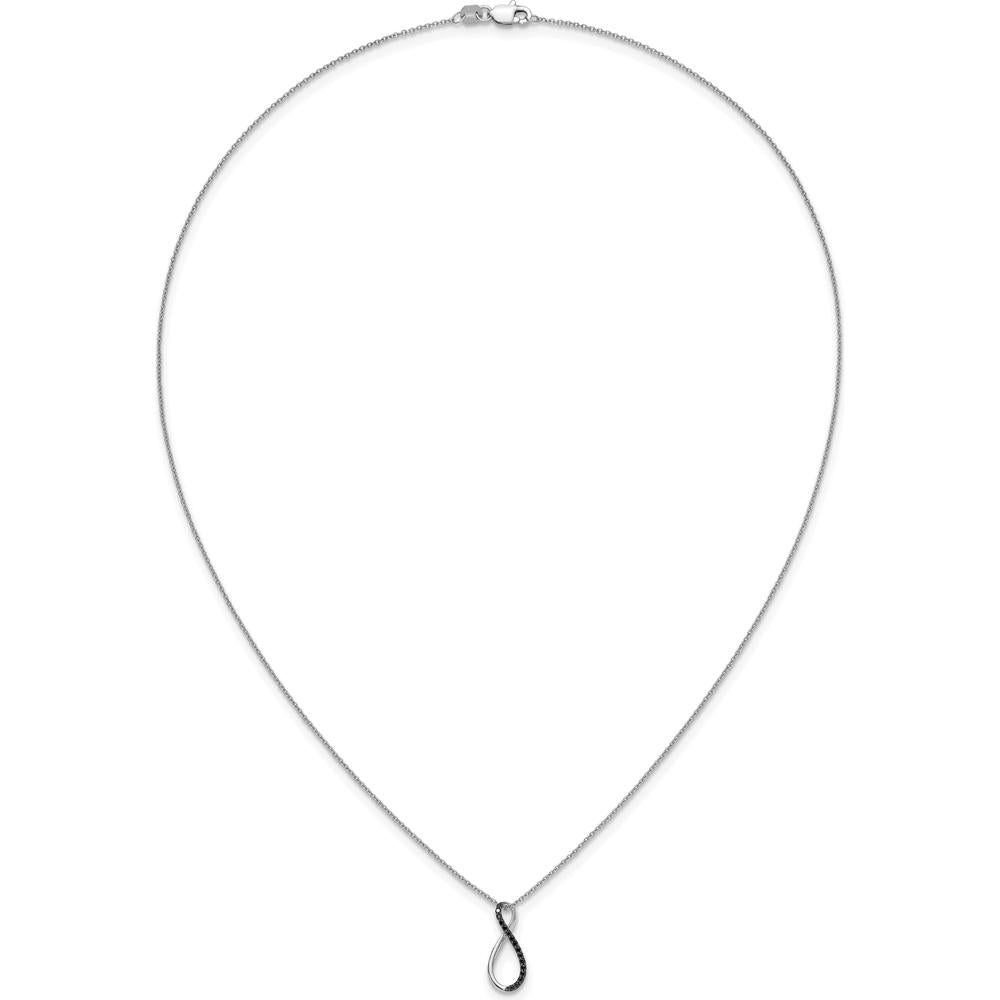14K White Gold Black Diamond Infinity Pendant Necklace - 0.005 Carat Total Diamond Weight by Monteluci Fine Jewelry