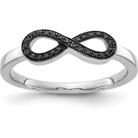 14K White Gold Black Diamond Infinity Ring with 27 Round Black Diamonds - 0.081 Carat Total Diamond Weight by 0
