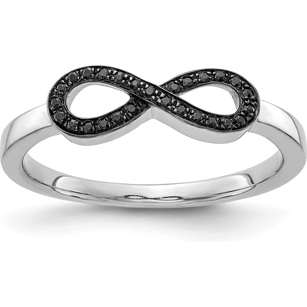 14K White Gold Black Diamond Infinity Ring with 27 Round Black Diamonds - 0.081 Carat Total Diamond Weight by 0