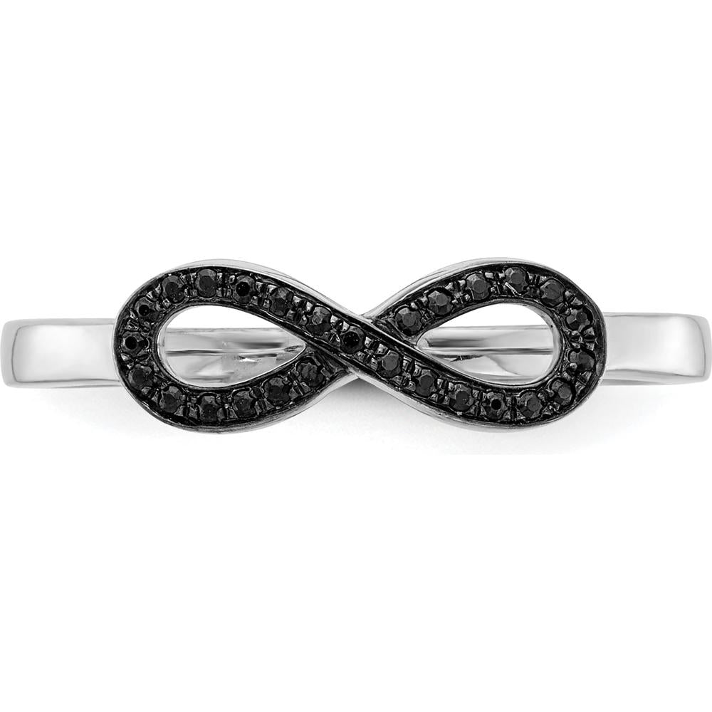 14K White Gold Black Diamond Infinity Ring with 27 Round Black Diamonds - 0.081 Carat Total Diamond Weight by 0