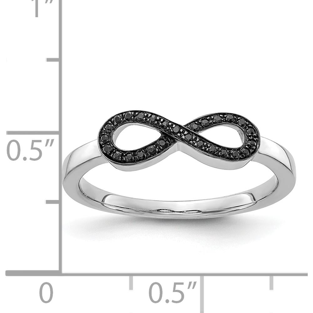 14K White Gold Black Diamond Infinity Ring with 27 Round Black Diamonds - 0.081 Carat Total Diamond Weight by 0